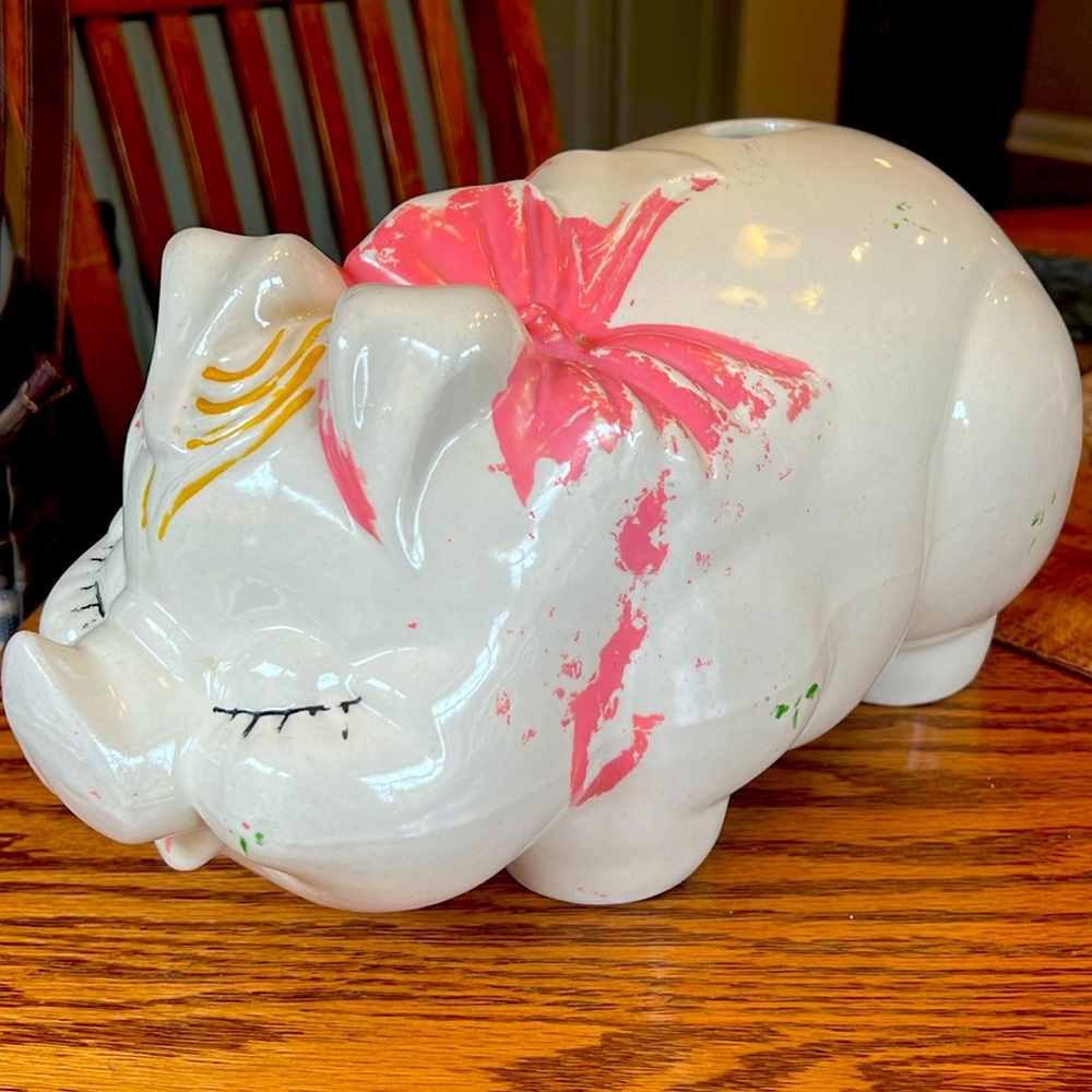 Antique 1950s girl piggy bank